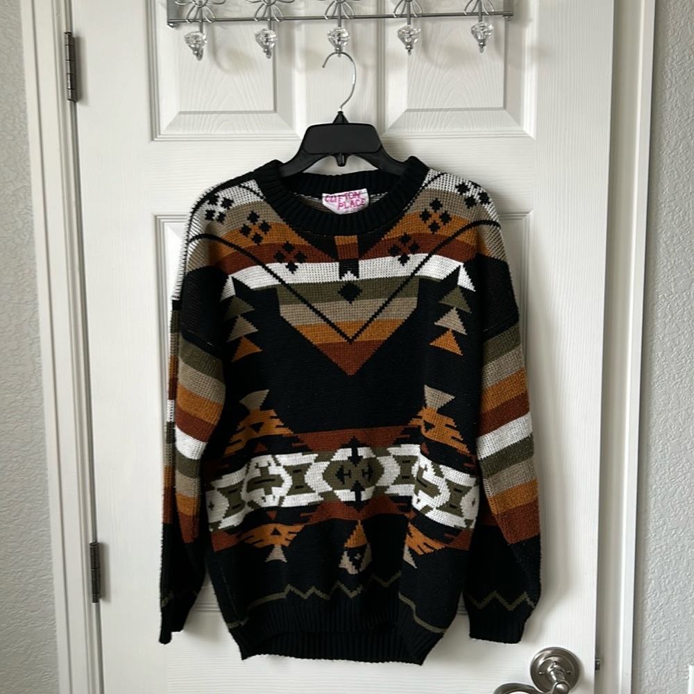 Clifton Place Aztec print vintage wool-knit sweater